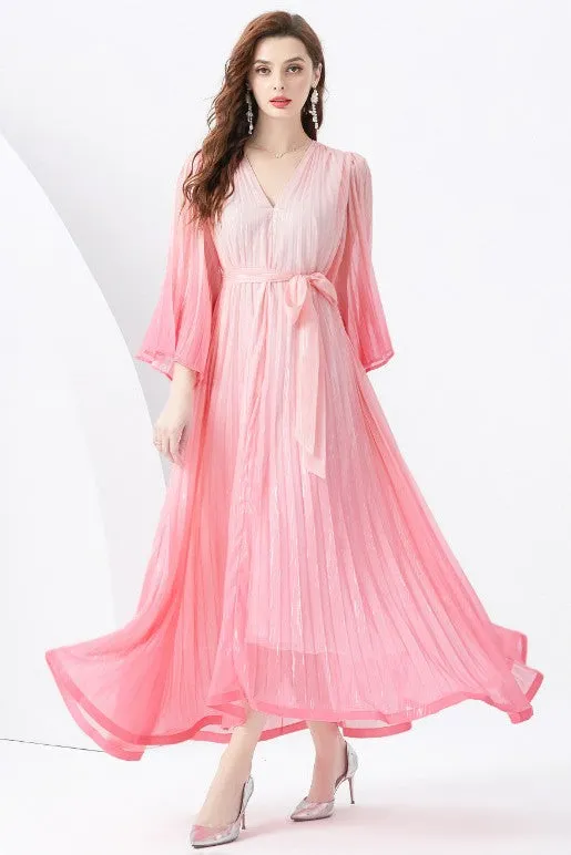 Ombré Maxi Pleated Dress