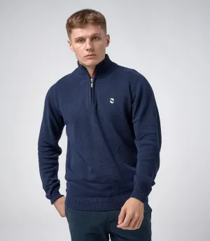 Omnitau Men's Prime Regenerated Cotton 1/4 Zip Mid Layer Fleece - Navy
