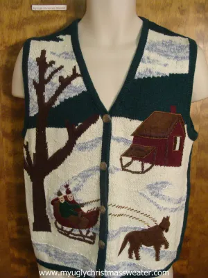 One Horse Sleigh Christmas Party Sweater Vest