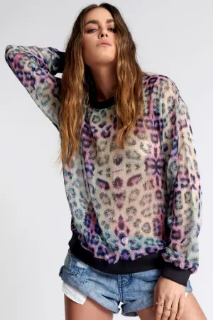 ONE TEASPOON Womens Collision Chiffon Longsleeve Top Animal