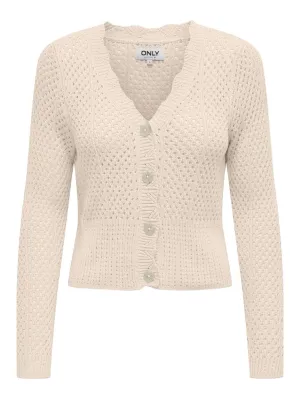 Onlroselia Ls Structure V-neck Card - Beige