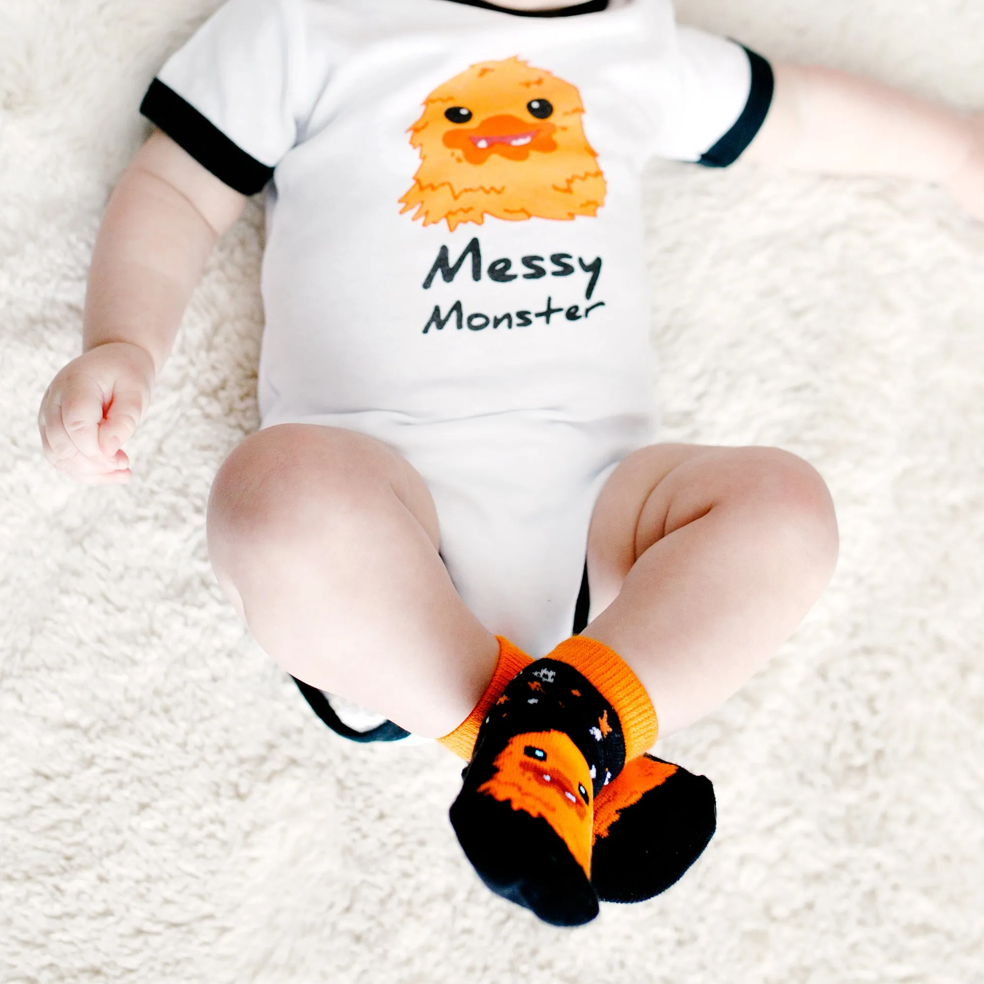 Orange Crawling Monster Non-slip Baby Socks