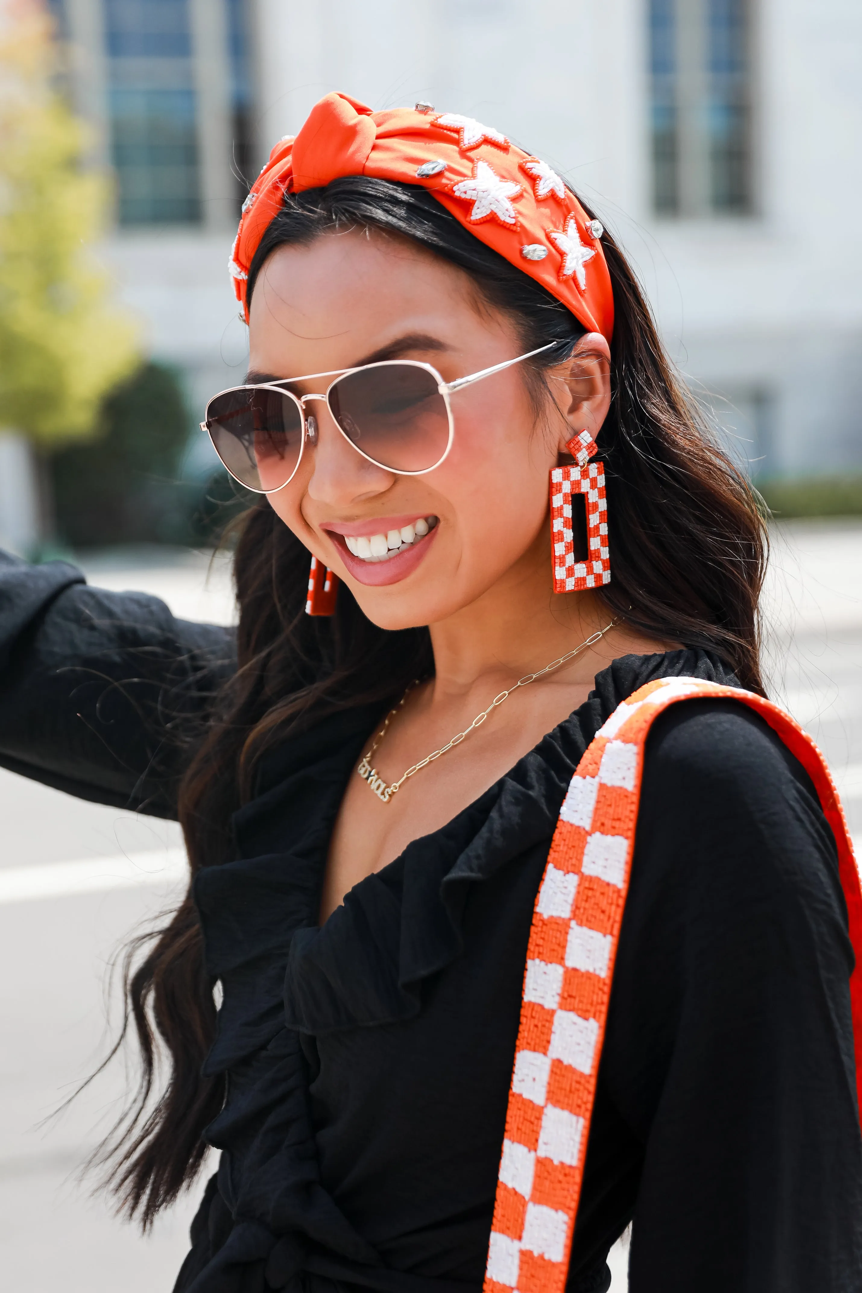 Orange Star   Gemstone Knotted Headband