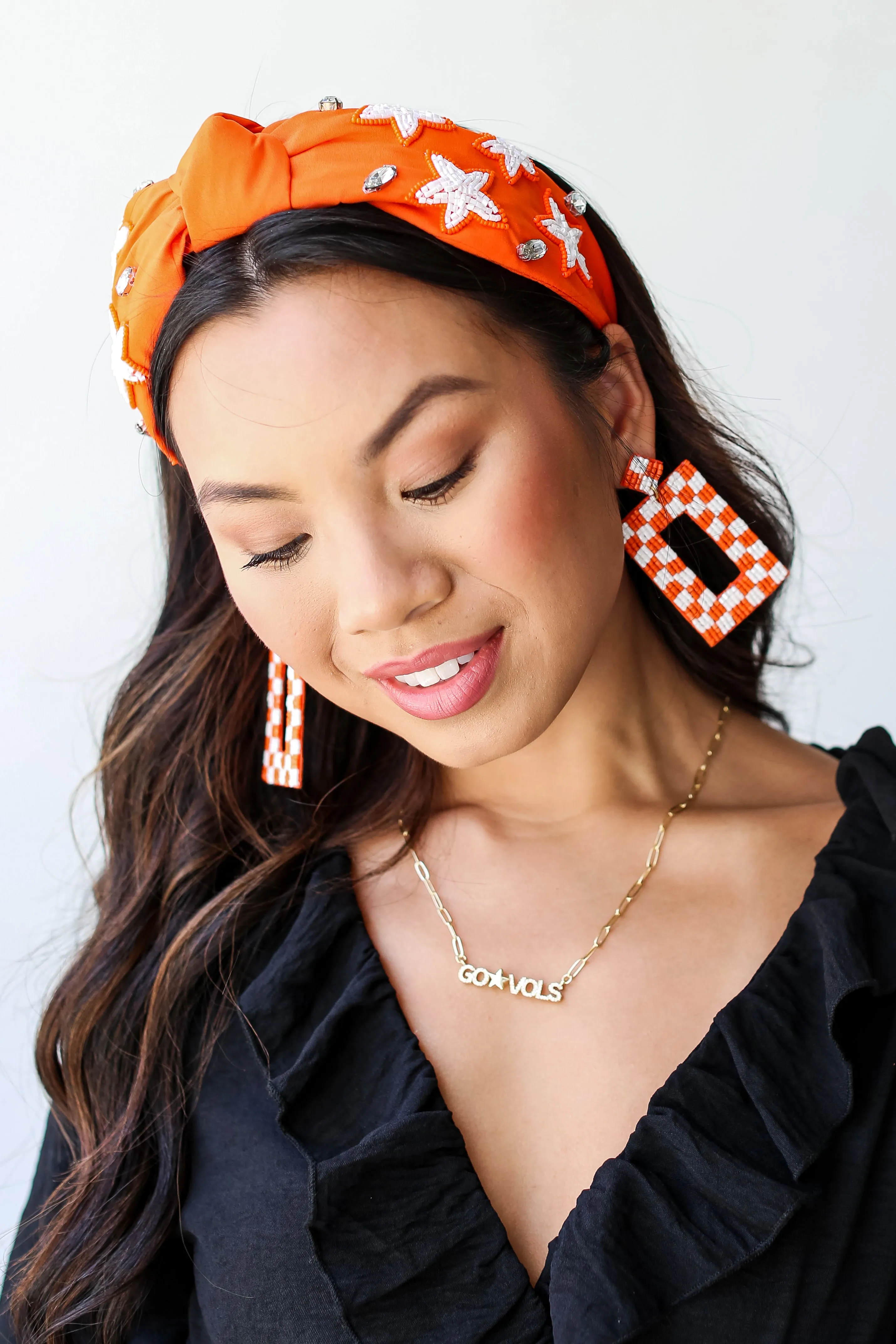 Orange Star   Gemstone Knotted Headband