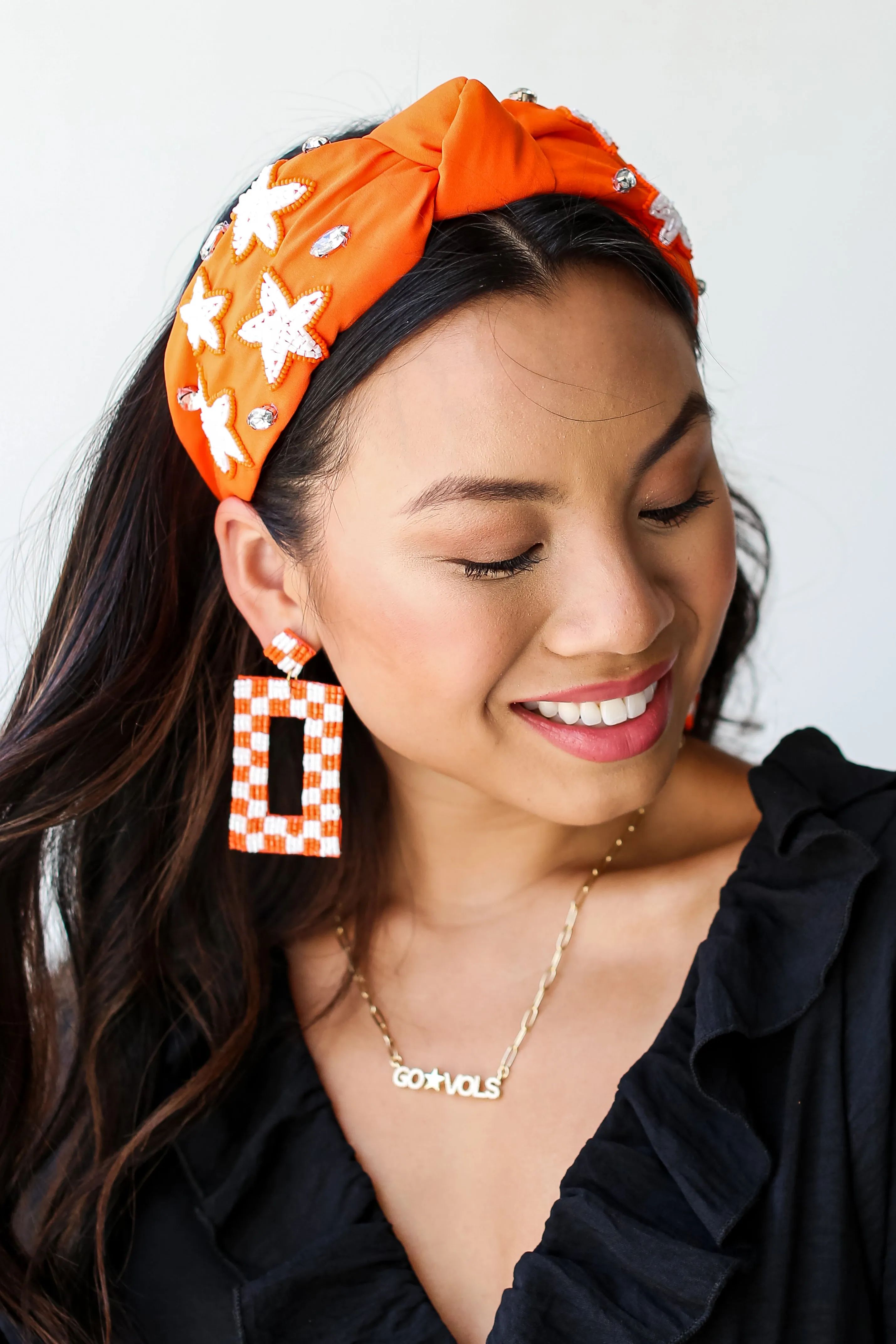 Orange Star   Gemstone Knotted Headband