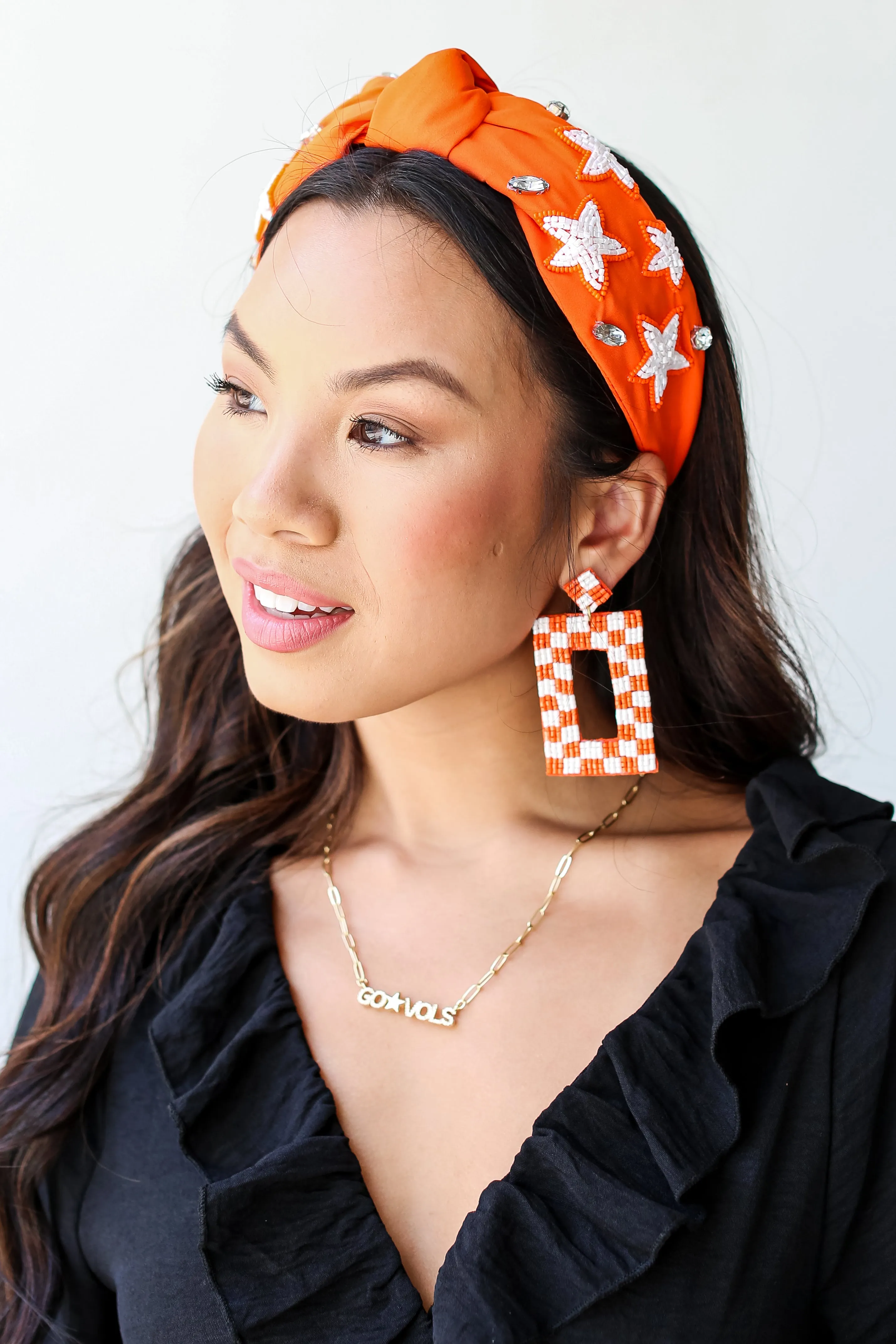 Orange Star   Gemstone Knotted Headband