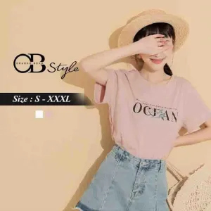 ORANGEBEAR PRINTED SHORT SLEEVE COTTON TOP