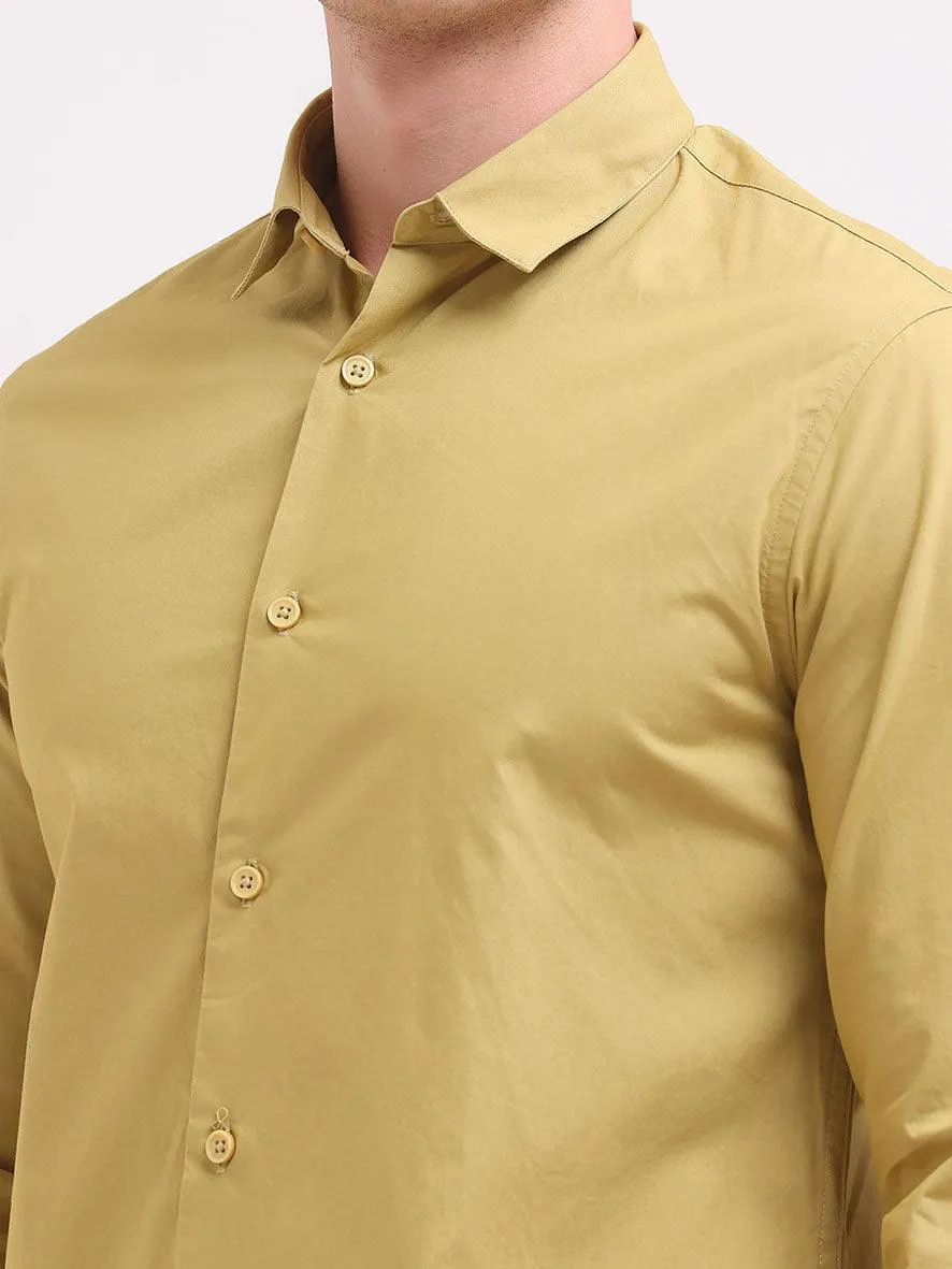 Orchida Plain Full Sleeve Poplin Shirt Mustard