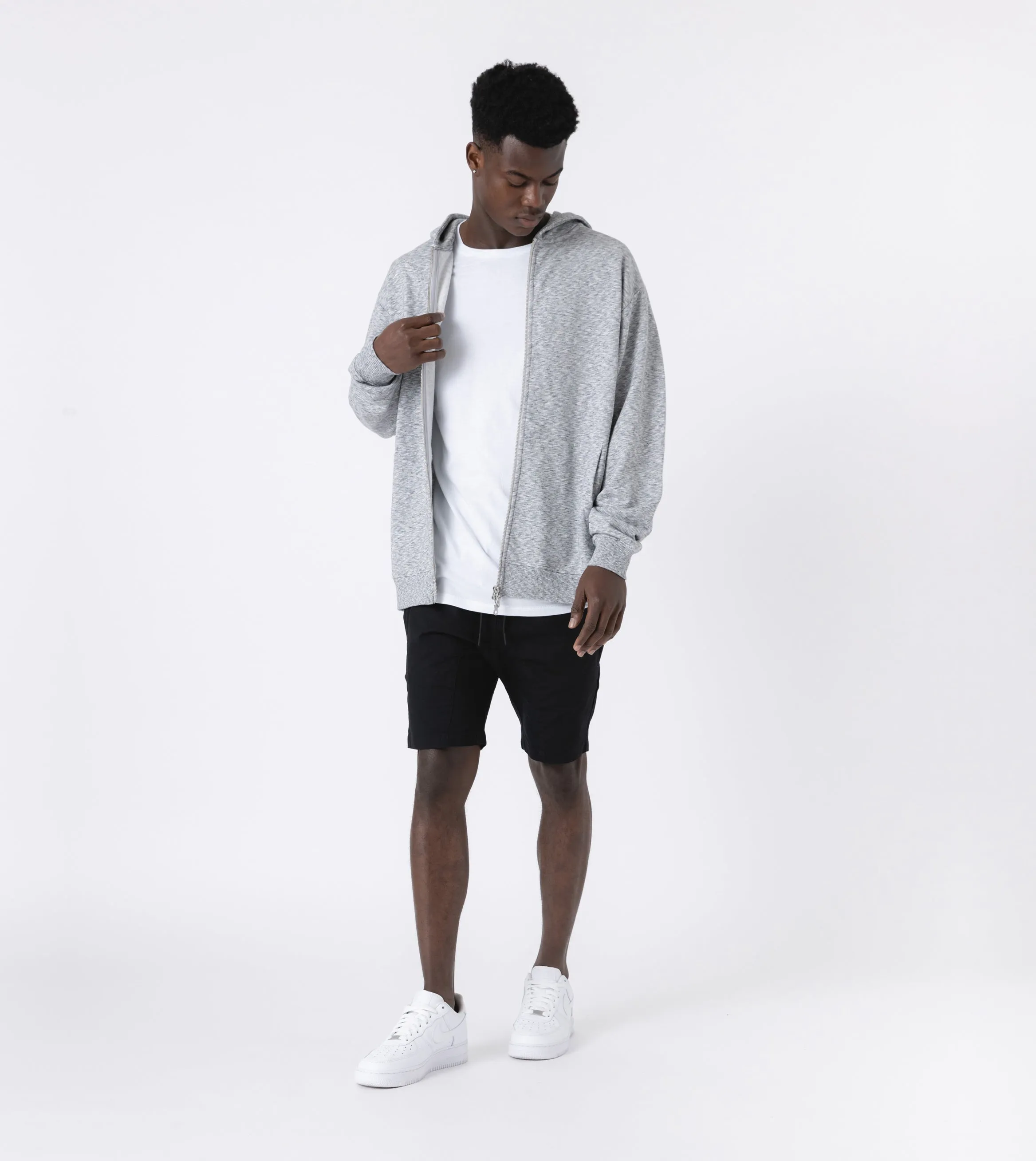 Orgo Hood Zip Sweat White Noise