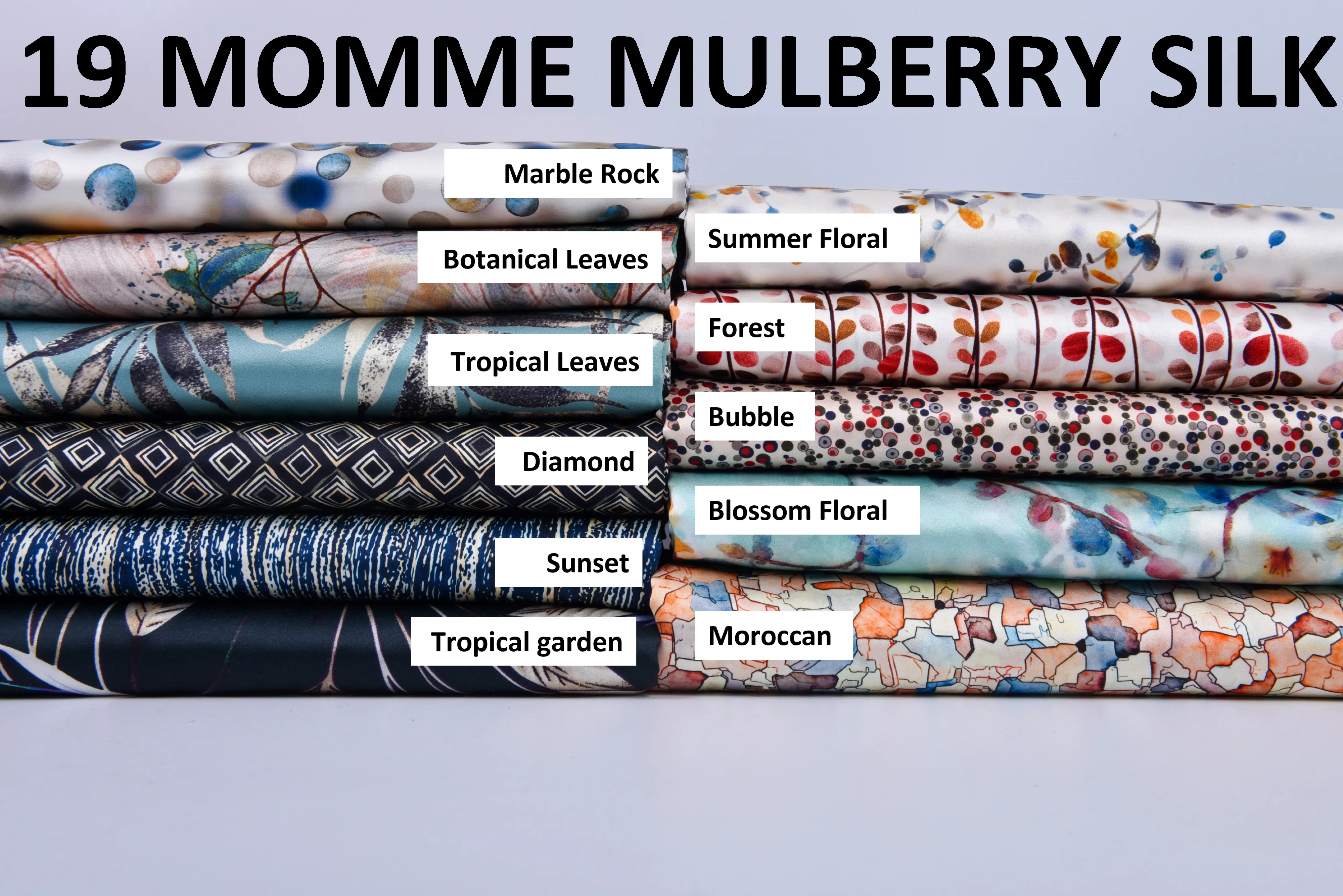 Original 100% Silk  Print Stretch Silk Fabric, 19 Momme Mulberry Silk Fabric.100% CRUELTY-FREE SILK Fashion Apparel width 48 inch