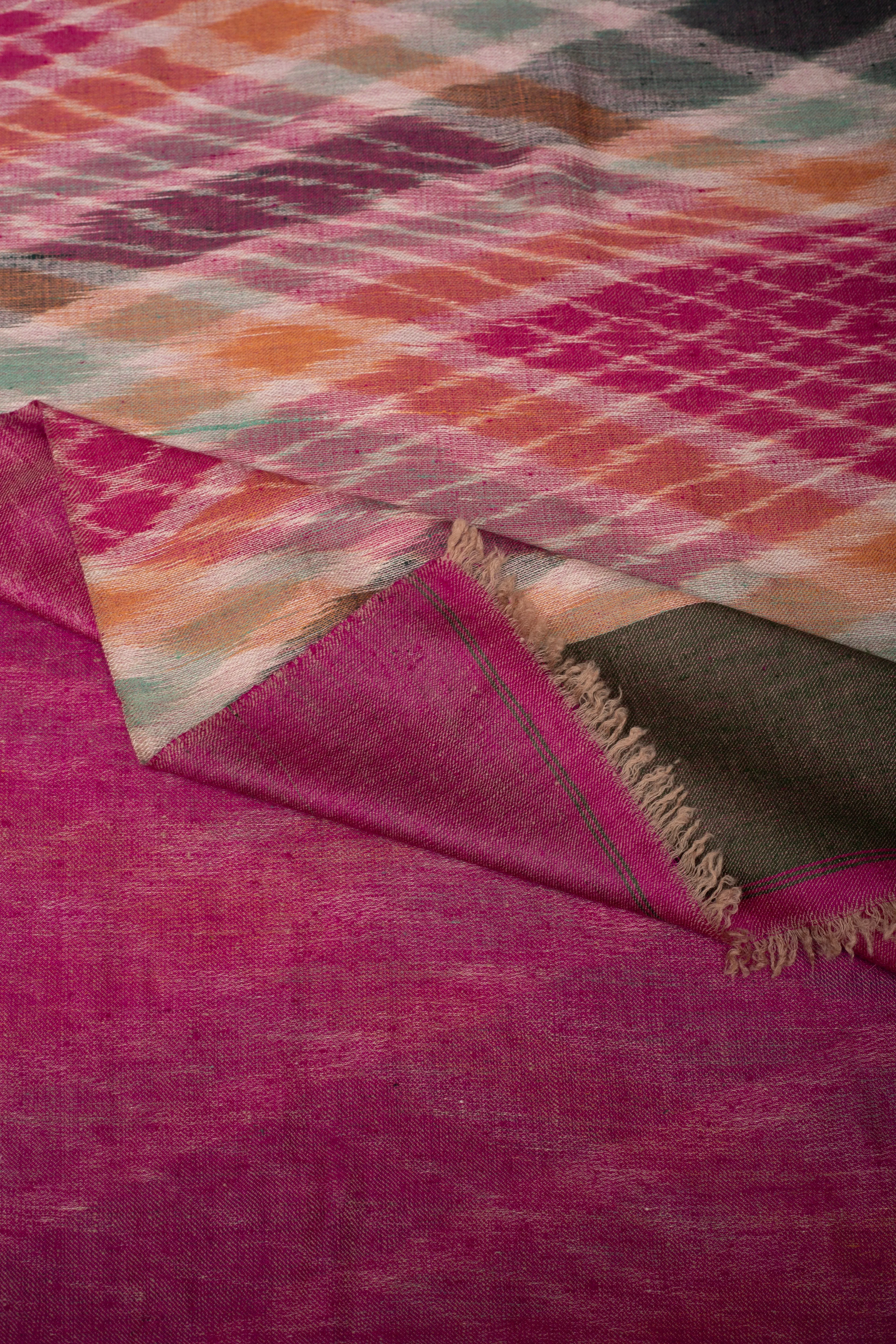 Orion Argyle Ikat  Reversible Cashmere shawl