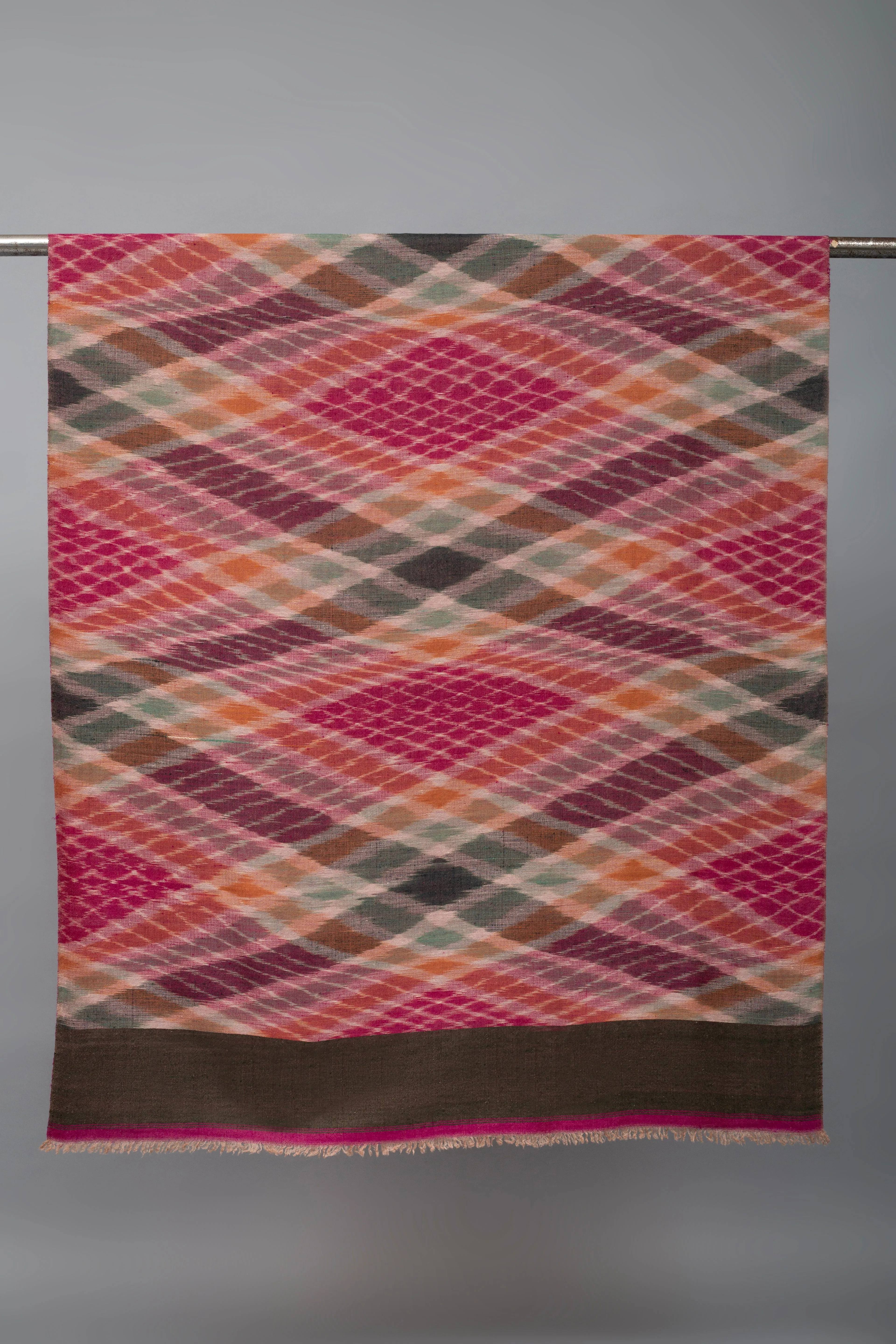 Orion Argyle Ikat  Reversible Cashmere shawl