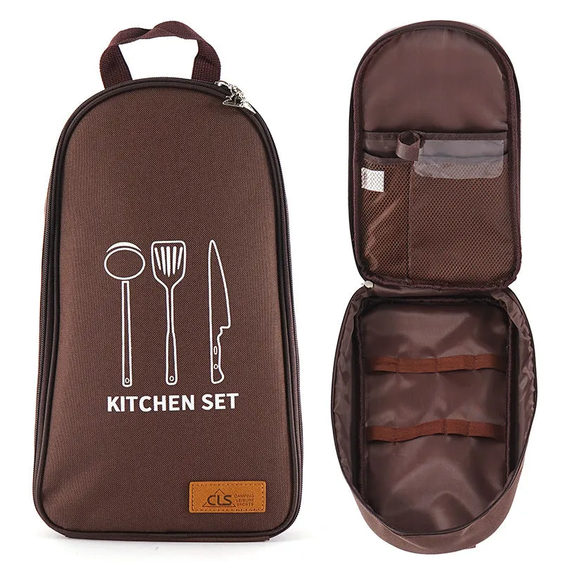 Outdoor Cutting Board Bag, Portable Cooking Utensil Bag, Emotional Ethnic Style Camping Handbag, Spatula And Meat Fork Storage Bag