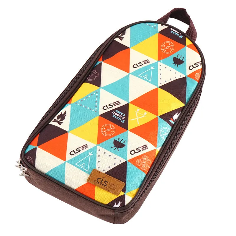 Outdoor Cutting Board Bag, Portable Cooking Utensil Bag, Emotional Ethnic Style Camping Handbag, Spatula And Meat Fork Storage Bag