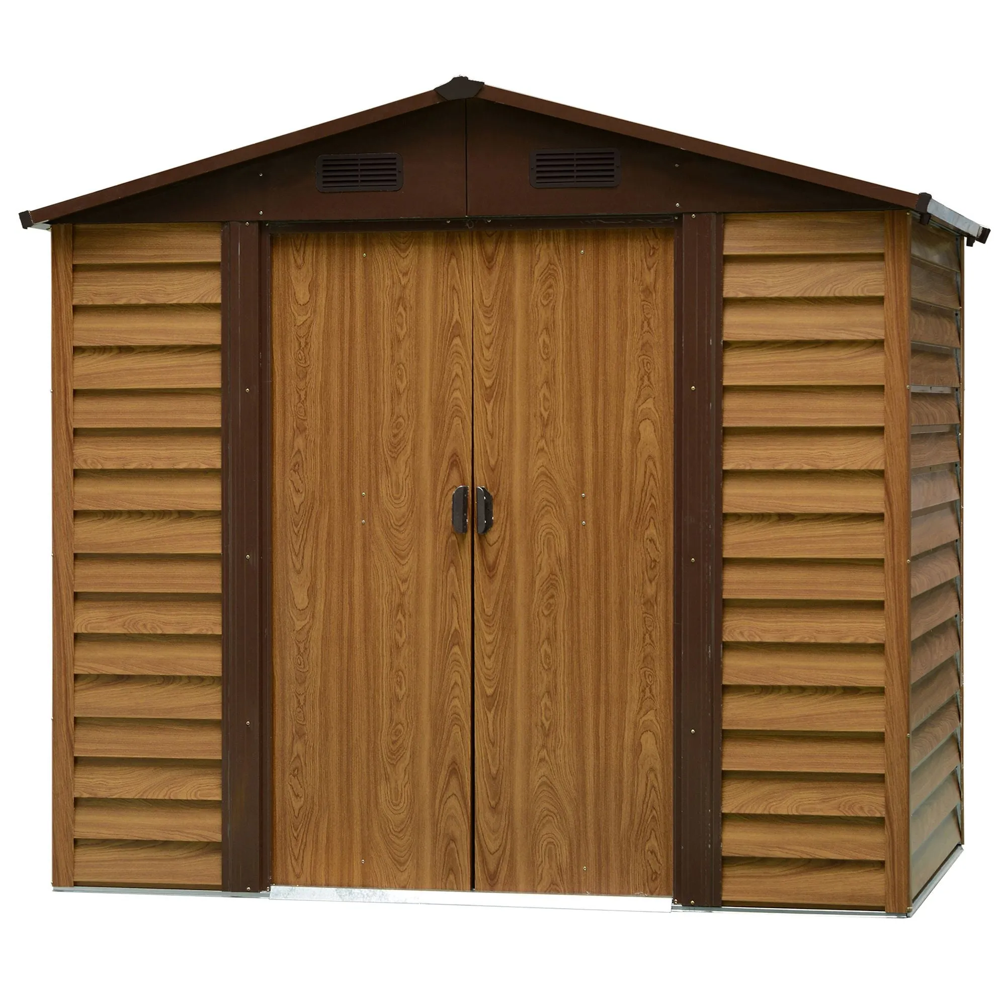 Outsunny Outdooor Storage Shed Wooden Effect Galvanised Steel 7.7ft x 6.4ft