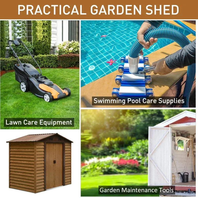 Outsunny Outdooor Storage Shed Wooden Effect Galvanised Steel 7.7ft x 6.4ft