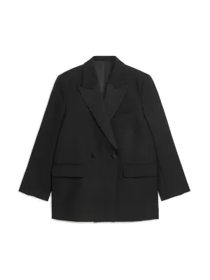 Oversized wool hopsack blazer