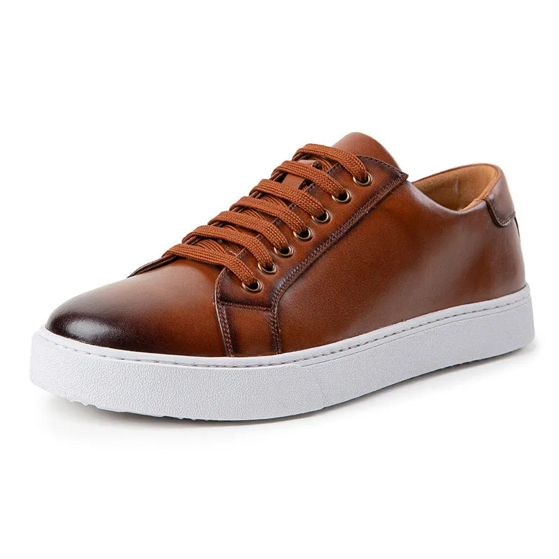 Owlkay Men's trendy sneakers British style polished casual shoes