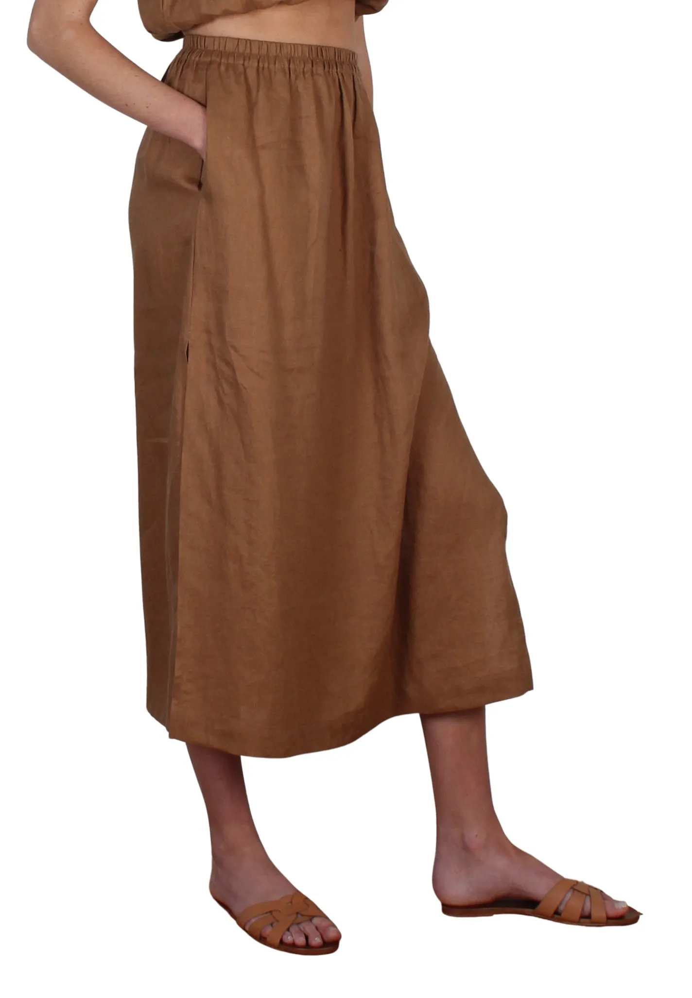 Pacific Linen Skirt Cognac