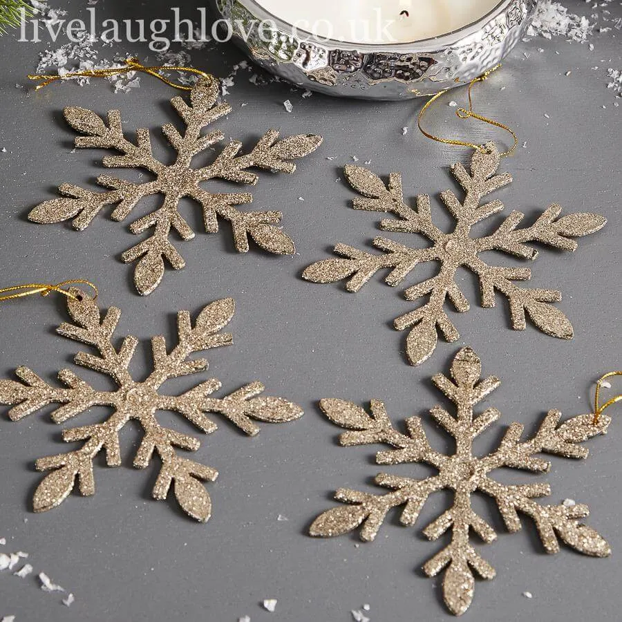 Pack Of 4 Glitter Snowflakes