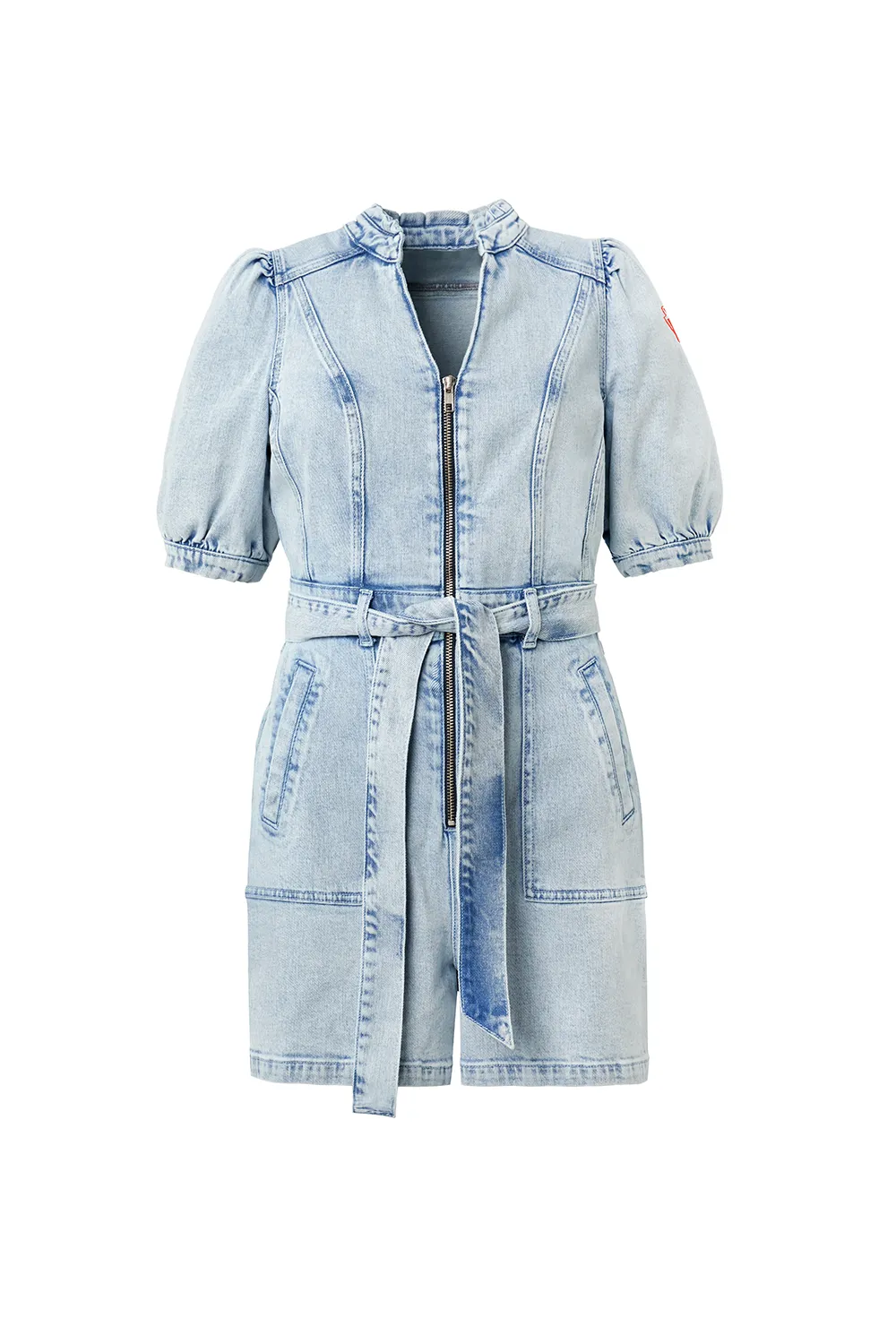 Pale Indigo Zip Detail Denim Playsuit