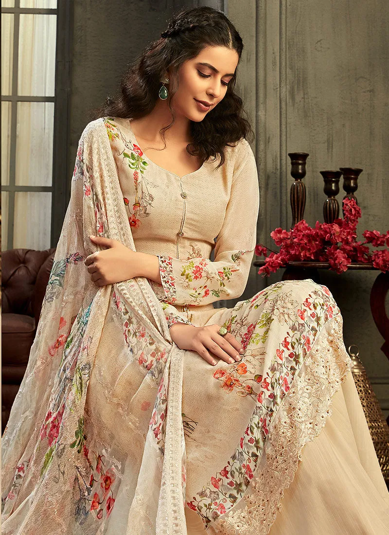 Pale Yellow Multi Embroidered Palazzo Suit