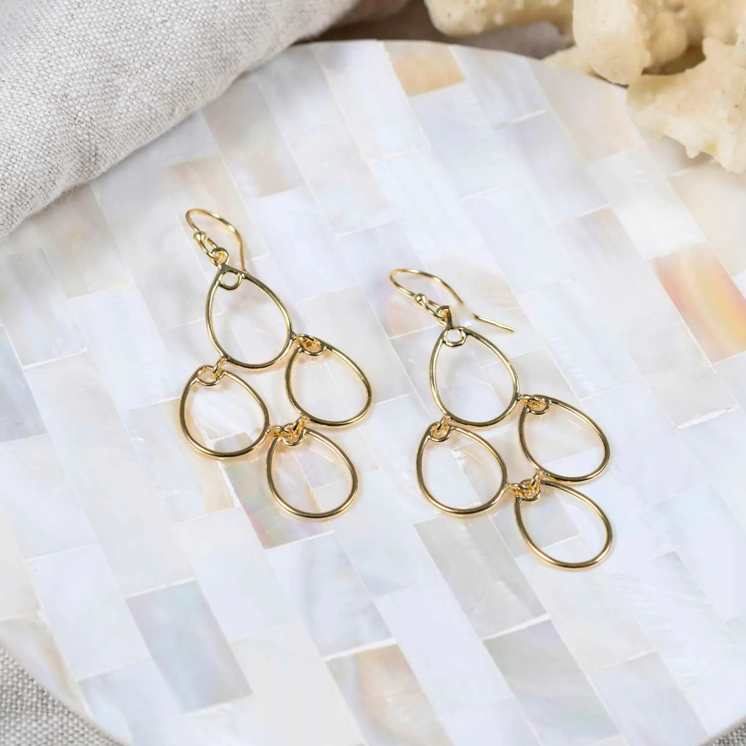 Palermo Polished Yellow Gold Art Deco Earrings