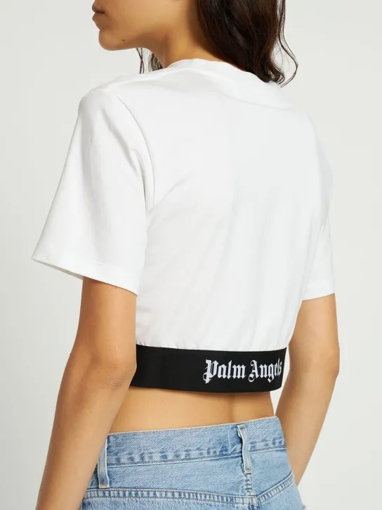 Palm Angels   Logo tape cropped t-shirt 