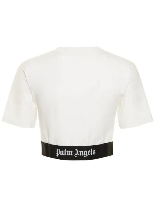 Palm Angels   Logo tape cropped t-shirt 