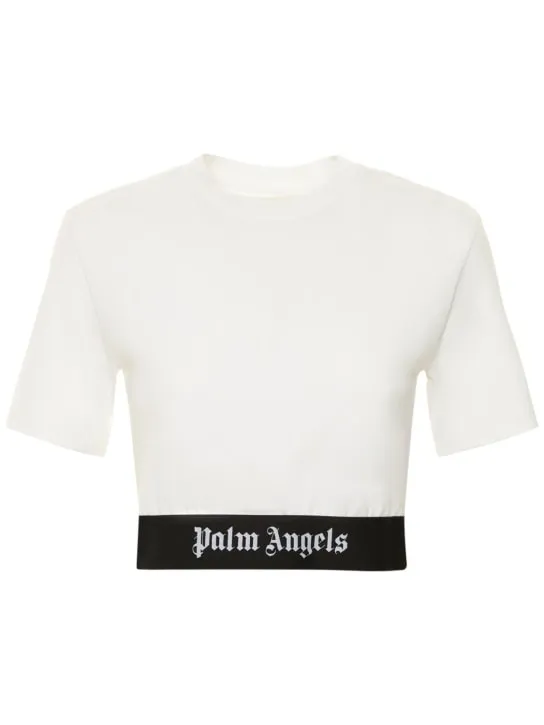 Palm Angels   Logo tape cropped t-shirt 