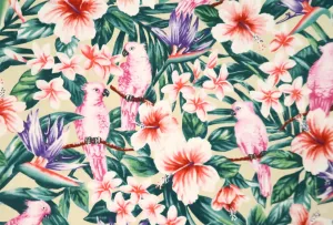Paradise Bird Prints Fabric | Beige