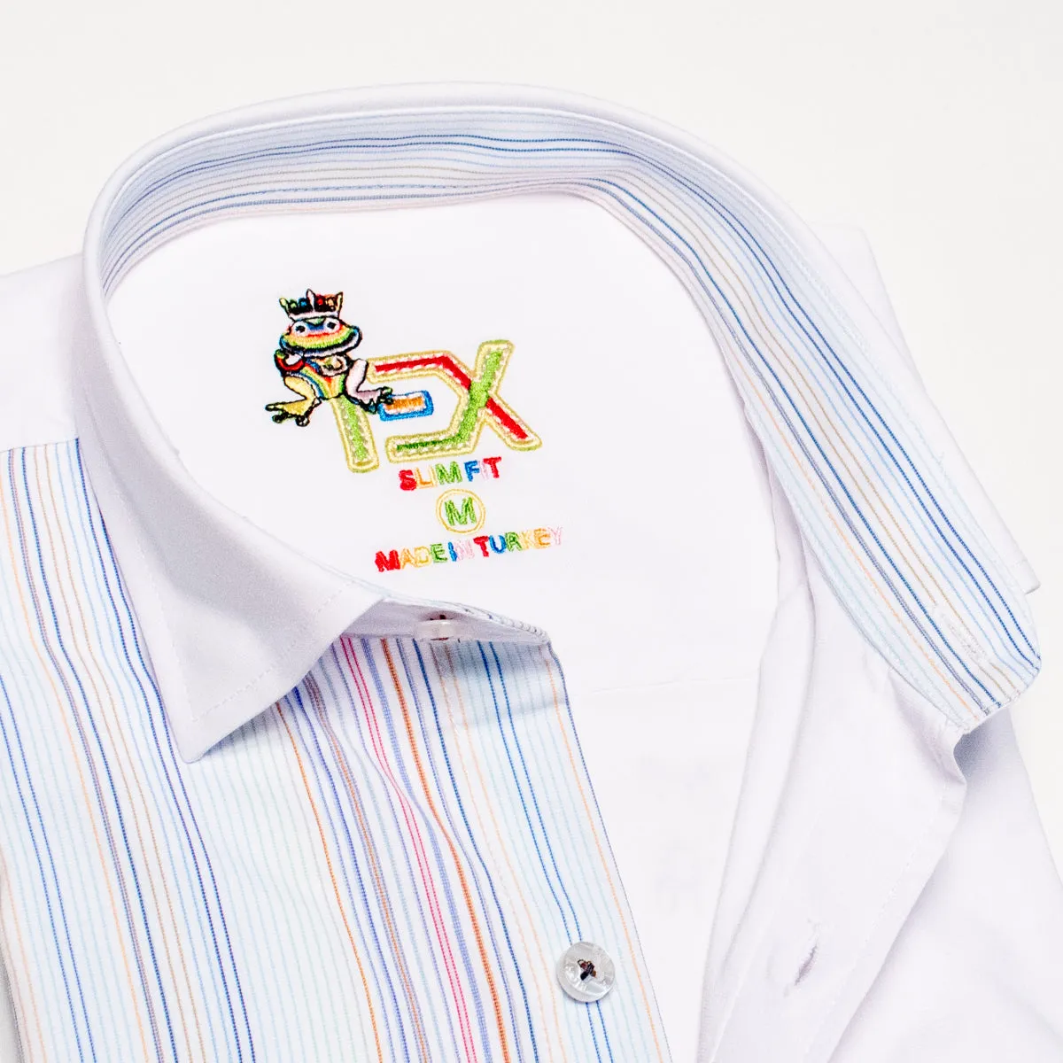 Partial Pinstripe FROG Button Down Shirt - Blue