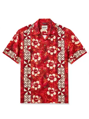 Passionate Red & Floral Charm Camp Shirt