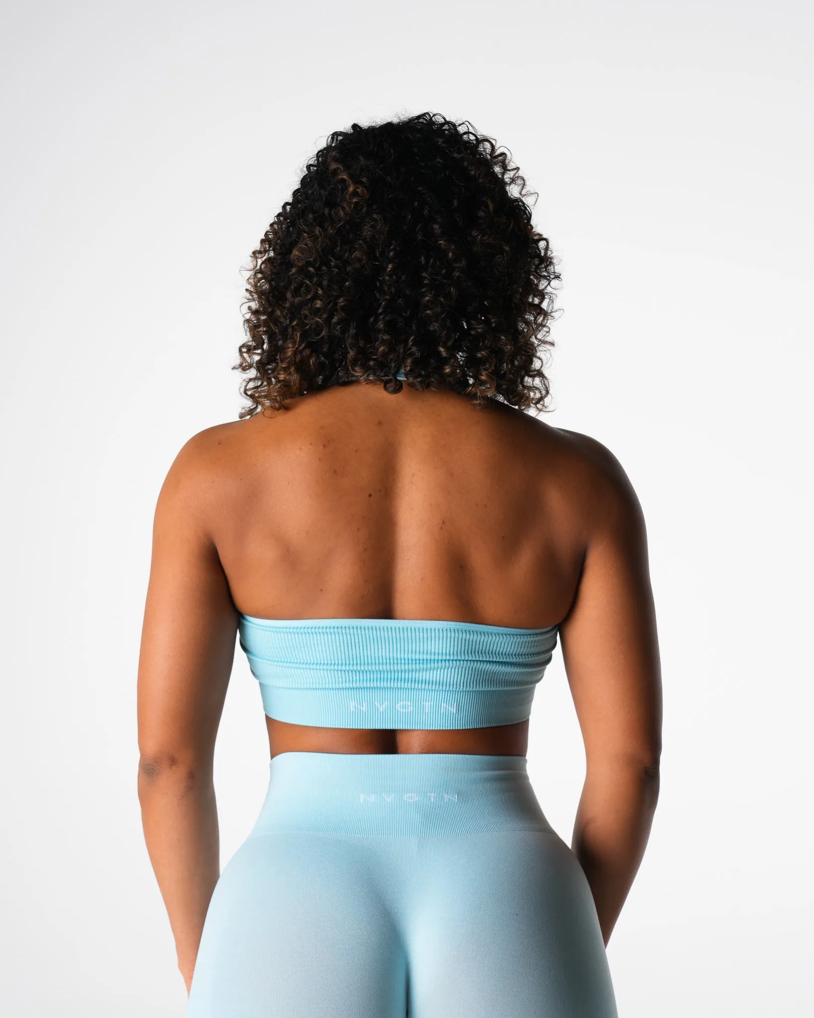 Pastel Blue Limitless Ribbed Seamless Halter Bra