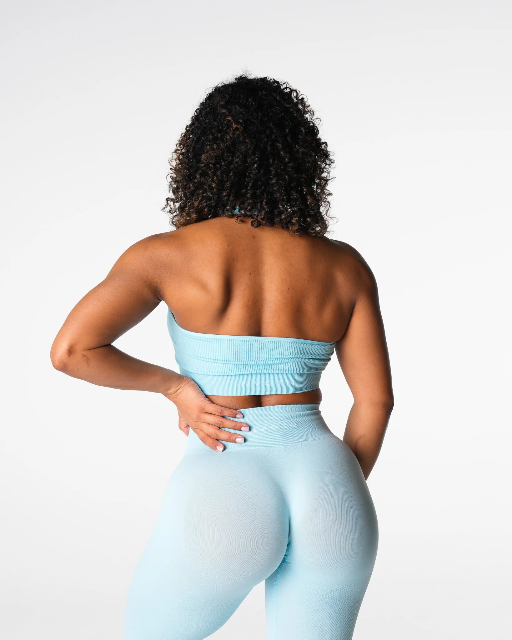 Pastel Blue Limitless Ribbed Seamless Halter Bra
