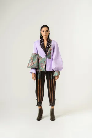 Patched Embroidered Lilac Blazer