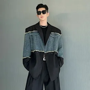 Patchwork Contrast Washed Spliced Blazer