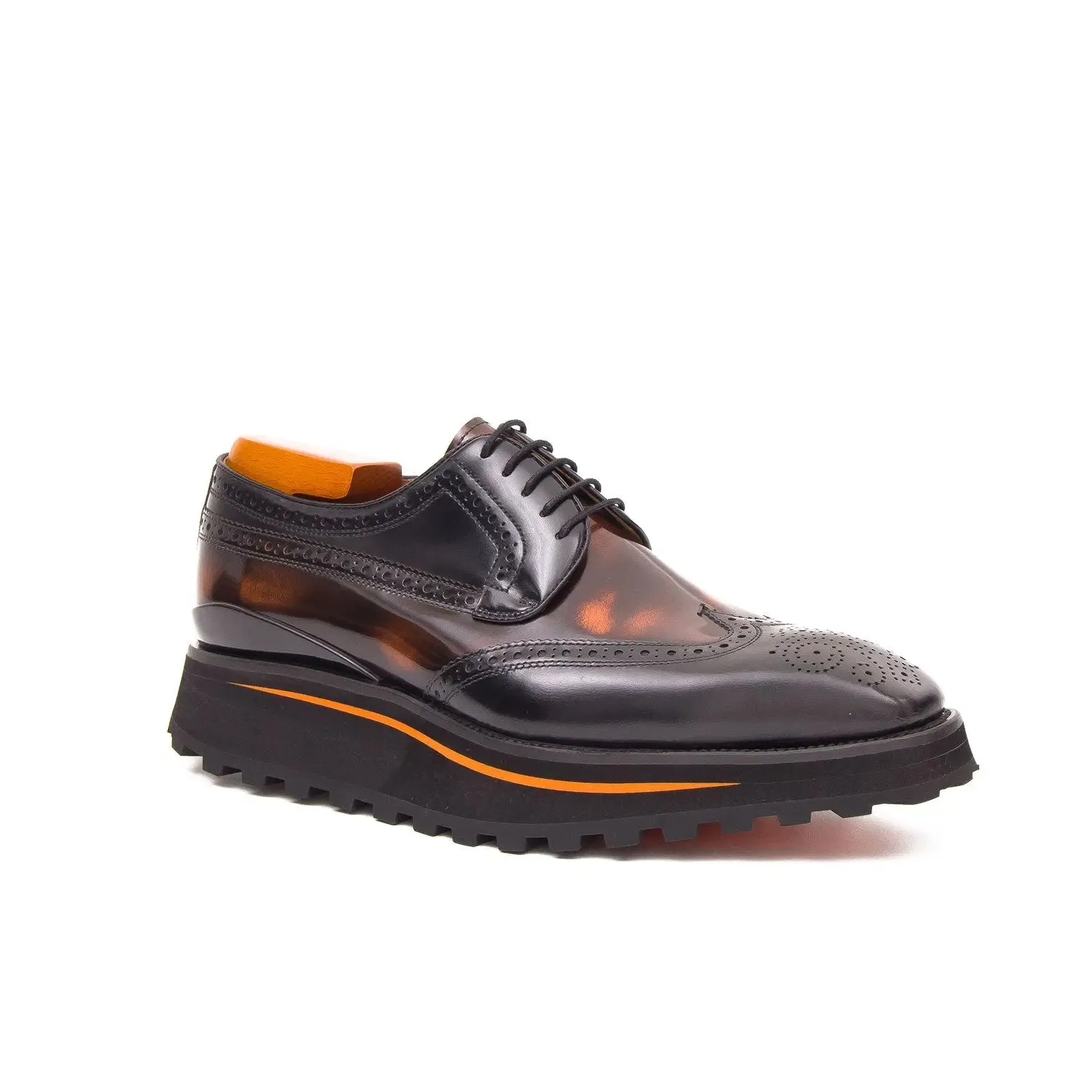 Patent leather shoes Platform brogues Black