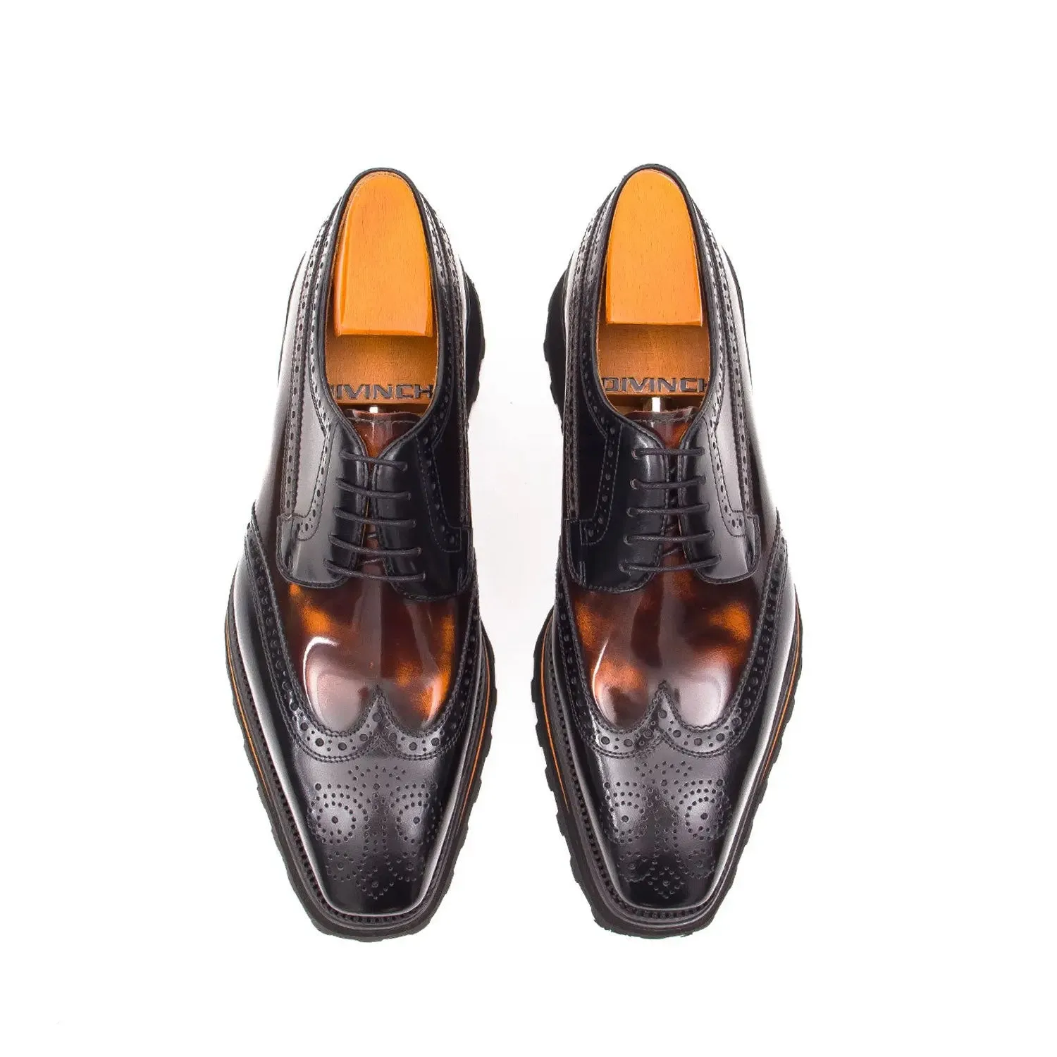 Patent leather shoes Platform brogues Black