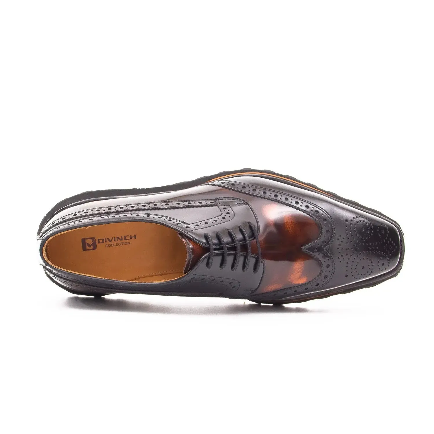 Patent leather shoes Platform brogues Black