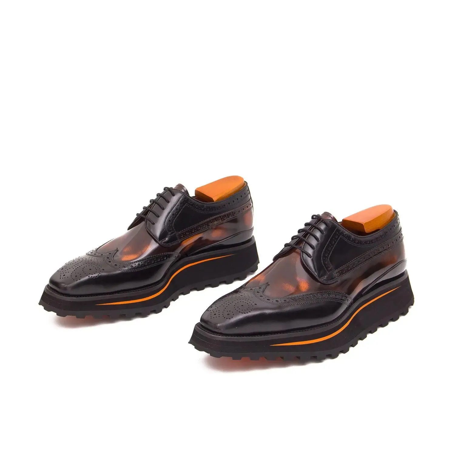 Patent leather shoes Platform brogues Black