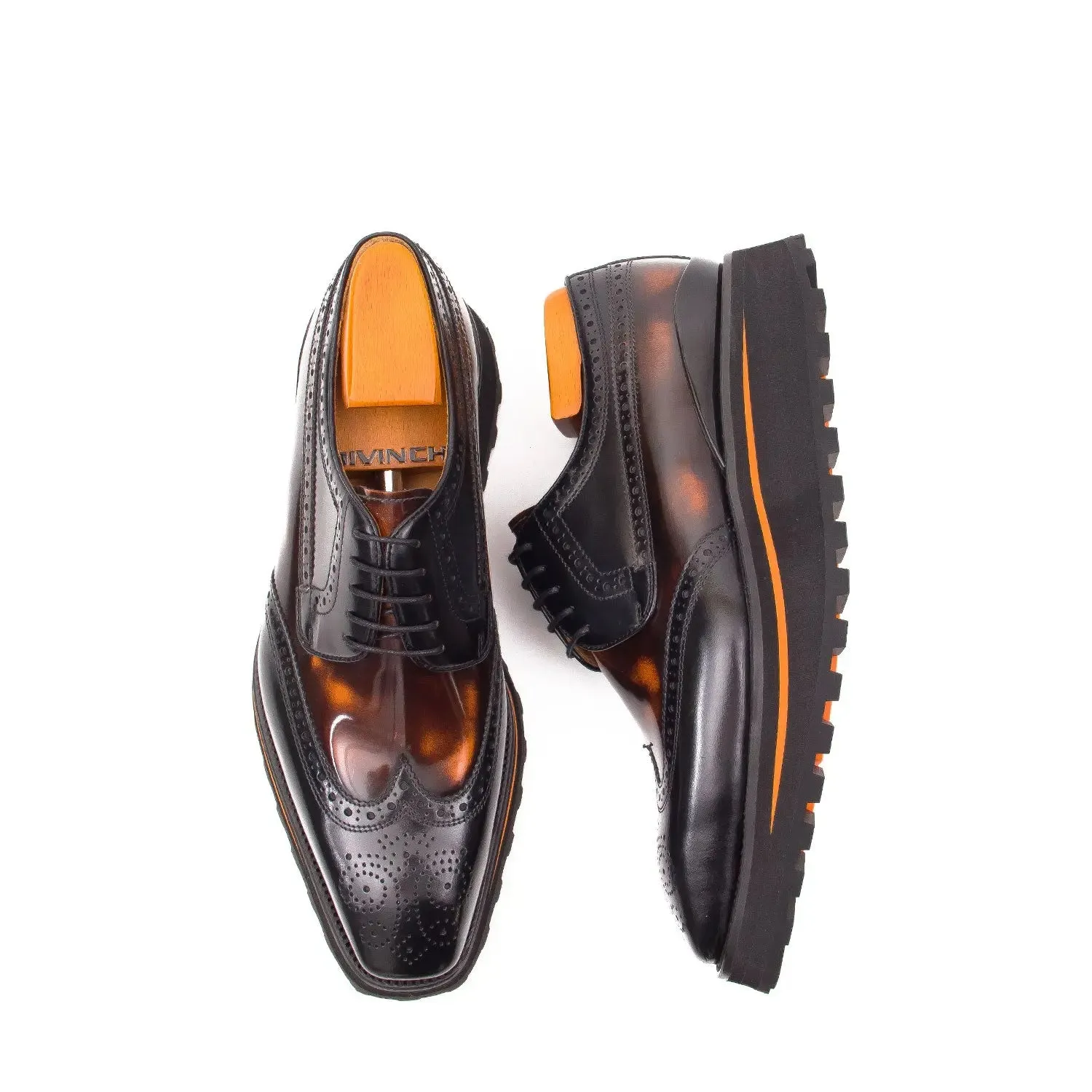 Patent leather shoes Platform brogues Black
