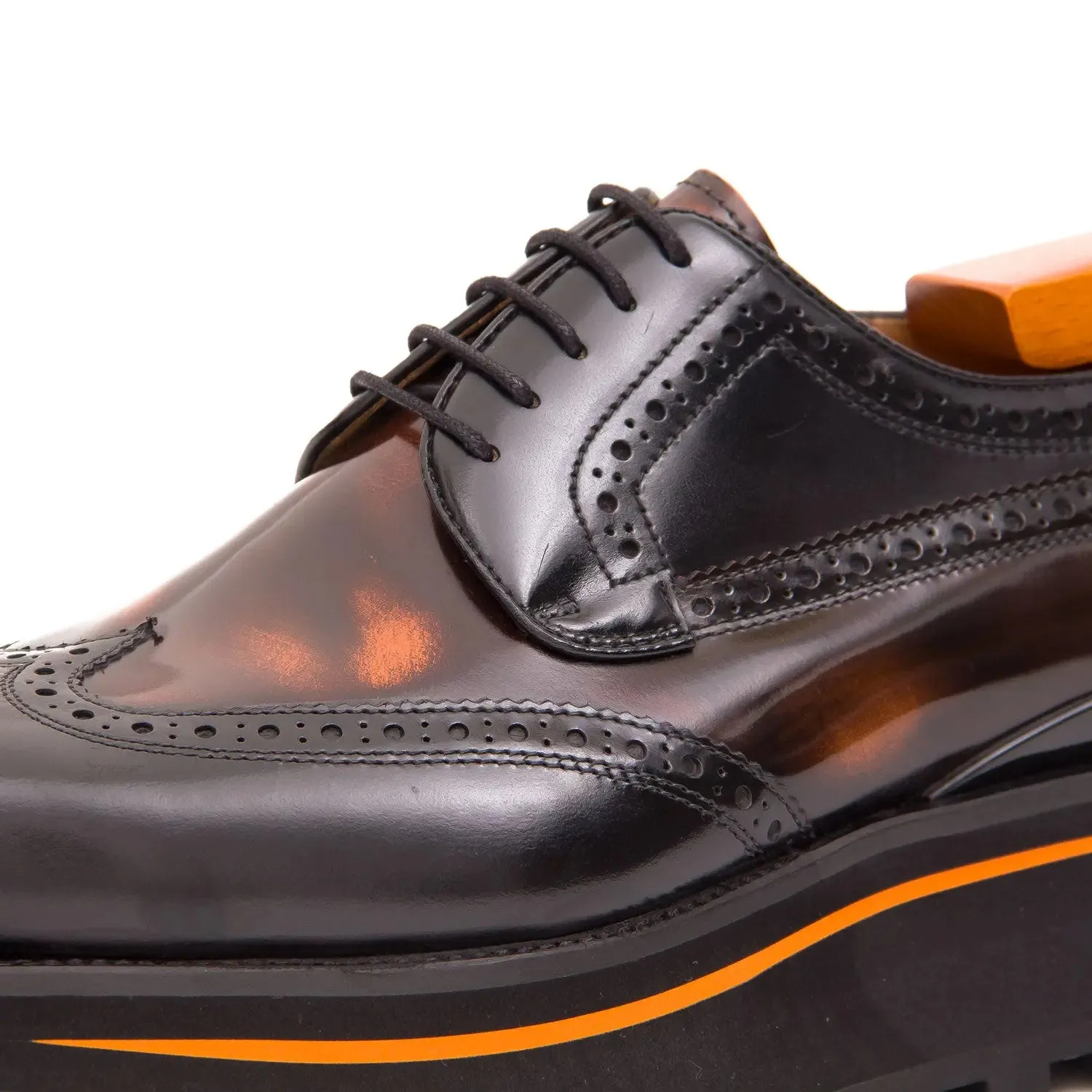 Patent leather shoes Platform brogues Black