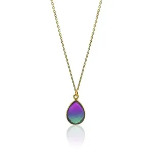 Peacock Aura MINI Drop Gold Pendant Necklace