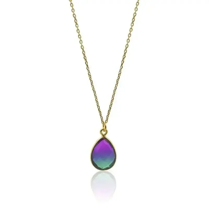 Peacock Aura MINI Drop Gold Pendant Necklace