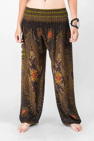 Peacock Eye in Brown / Unisex Harem Pants, Thailand