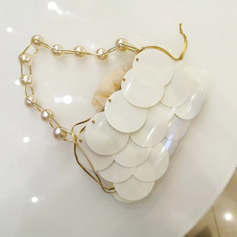 Pearl Sequin Evening Bag Women 2020 Summer New Elegant Designer Beaded Clutch Purse And Handbag Female Wedding Party Fashion