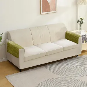 Pebble Milk Velvet Luxurious Set of 2 Sofa Armrest Covers, Pristine Green