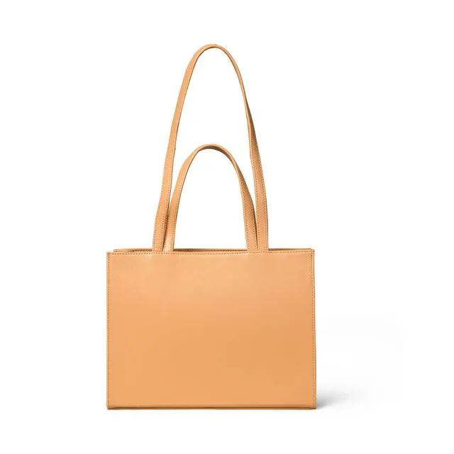 Pelle Luxur Women’s Premium Camel Brown PU Handheld Bag - Medium Size with Zipper Closure