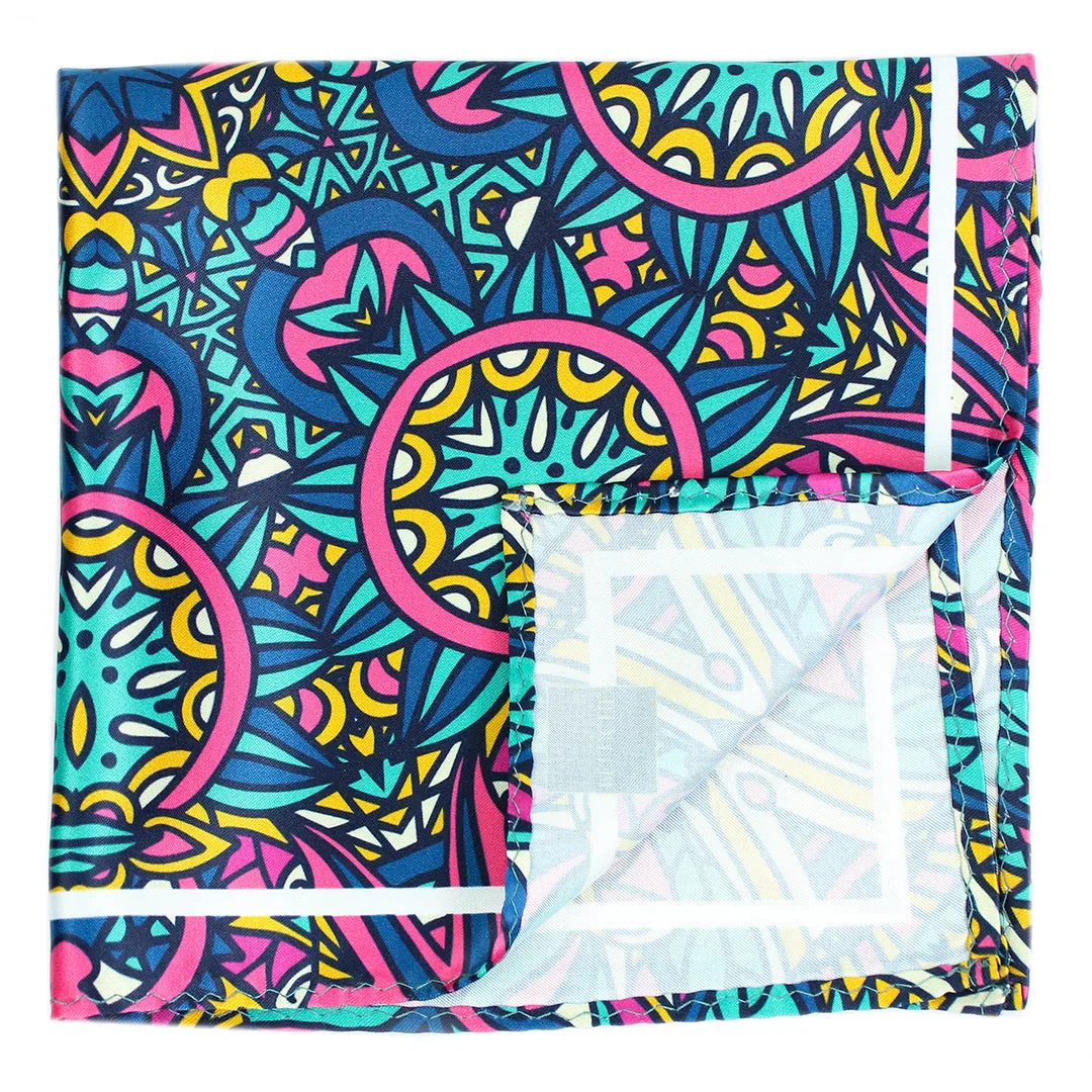 Peluche Ferocious Finesse Array Multicolor Pocket Square for Men (14X14 inches)